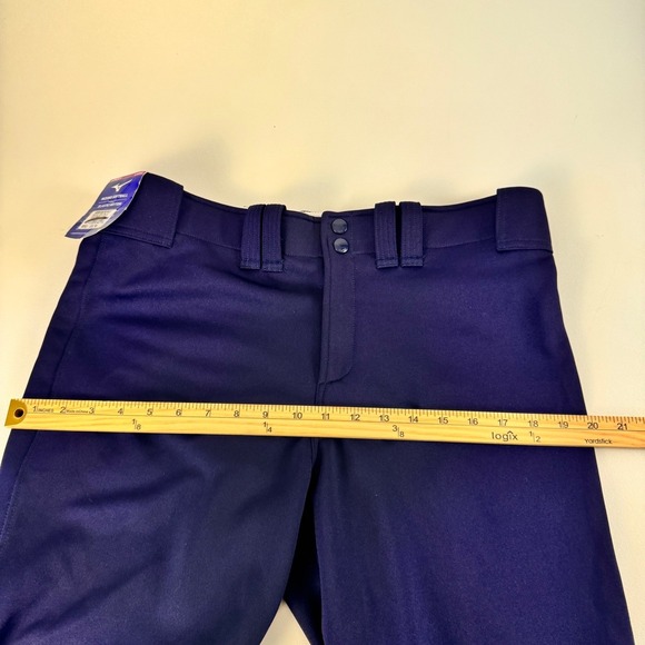 Mizuno Softball Belted Pant Women SZ L Navy Blue Elastic Bottom Reinforced Knee - Picture 7 of 16